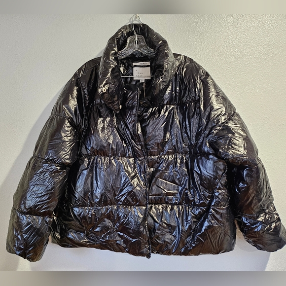 Women's Short Relaxed Puffer Jacket - A New Day Black XXL - Picture 3 of 6